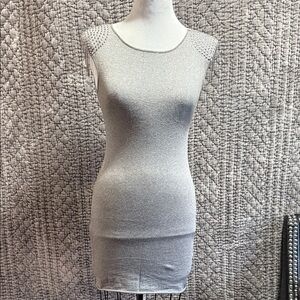 Chic Silver Sleeveless Mini Dress